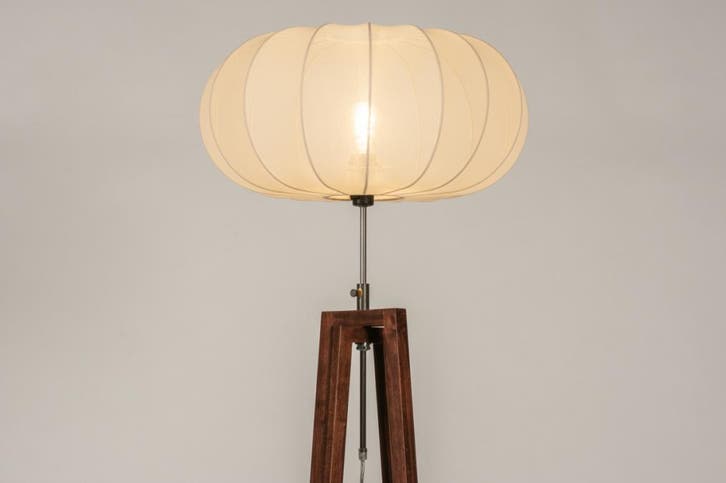 Rietveld Vloerlampen - Bruin, Beige - Stof, Hout, Huis en Inrichting, Lampen | Vloerlampen, Verzenden
