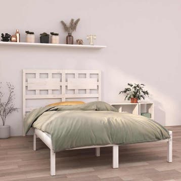 vidaXL Bedframe massief hout wit 120x200 cm, Huis en Inrichting, Slaapkamer | Bedden, Verzenden, Wit, Nieuw, Twijfelaar