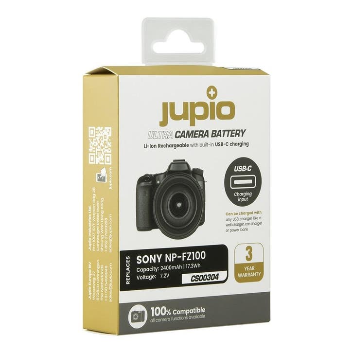 Jupio Accu Sony NP-FZ100 Ultra C (CS00304) USB-C Input, Audio, Tv en Foto, Fotografie | Accu's en Batterijen, Nieuw, Ophalen of Verzenden