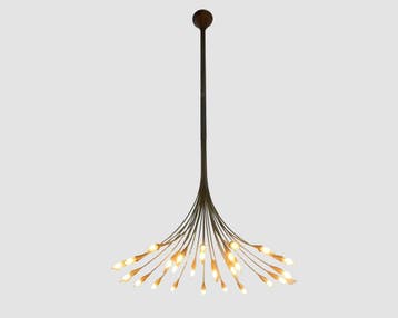 Pieter Spruyt, gebronsd metalen plafondlamp/ luchter