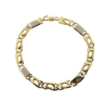 Bicolor gouden figaro schakelarmband, Ophalen of Verzenden, Gebruikt, Overige kleuren, Goud