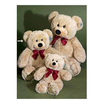 Beige knuffelbeer - rode strik - 55 cm - pluche knuffel, Verzenden, Nieuw