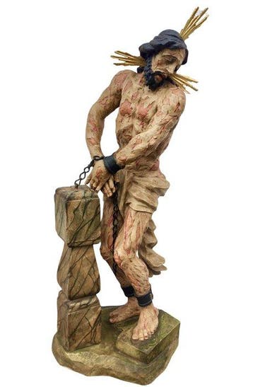 Snijwerk, Christus an der Geißelsäule - XL - 85 cm - Hout -