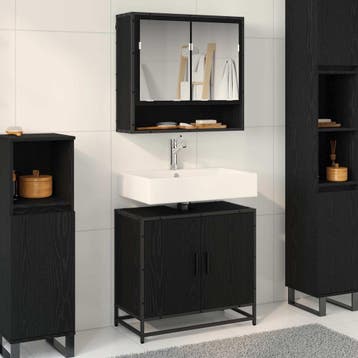 vidaXL Badkamermeubelset 2 st Zwart Eiken 65 x 33 x 60 cm, Verzenden, Nieuw, Overige typen