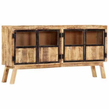 vidaXL Dressoir 160x30x80 cm massief ruw mangohout bruin en, Verzenden, 150 tot 200 cm, Nieuw, 25 tot 50 cm