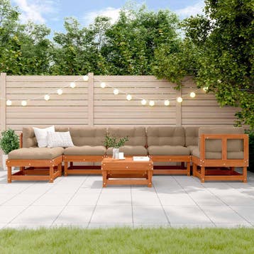 vidaXL Tuin loungeset ARAKIL 8 st Wasbruin Massief, Verzenden, Nieuw, 8 zitplaatsen, Loungeset