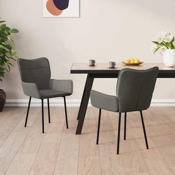 vidaXL Eetkamerstoelen 2 st fluweel donkergrijs, Huis en Inrichting, Stoelen, Verzenden, Nieuw, Grijs