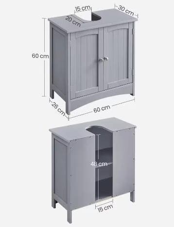 Badkamer Wastafel Onderkast met 2 Deuren – 30×60×60 cm, Verzenden, Nieuw