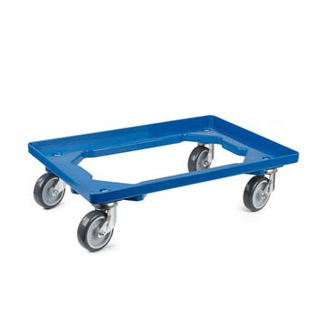 Dolly 60x40x15 blauw met 4 rubberen zwenkwielen, nieuw, Ophalen of Verzenden
