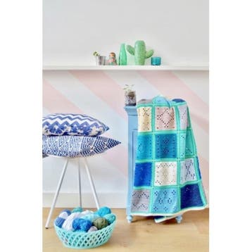 Haakpatroon byClaire Blokkendeken Blauw/Groen, Hobby en Vrije tijd, Breien en Haken, Ophalen of Verzenden, Nieuw, Breien of Haken