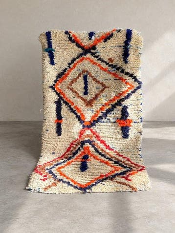 Tapis berbère marocain vintage fait main en laine -, Nieuw