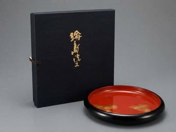 Premium Wajima-nuri Lacquerware Round Tray - Fine Gold