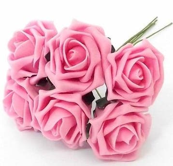Foamroos Champion Pinkroze 6,5 cm bundel 6 stuks, Ophalen of Verzenden, Nieuw
