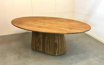 Ovale teak tafel Eifel -  220 cm x 120 cm, Ophalen of Verzenden, Nieuw, Ovaal, Teakhout