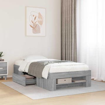 vidaXL Bedframe met opslag Grijs Sonoma 80 x 200 cm Bewerkt, Verzenden, Nieuw, Grijs, Hout