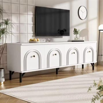 TV-Meubel 160 cm – Wit Lowboard met Deuren en Opbergruimte, Huis en Inrichting, Kasten | Overige, Verzenden, Nieuw