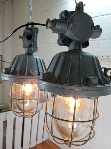 POLAM - Plafondlamp (2) - OMP 200 - Metaal, Glas, Keramiek