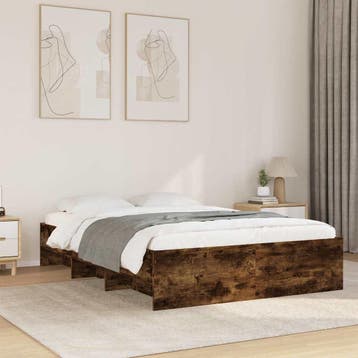 vidaXL Bedframe zonder matras hout gerookt eikenkleurig, Bruin, Verzenden, 140 cm, 200 cm