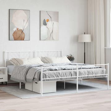 vidaXL Bedframe met hoofd- en voeteneinde metaal wit 180x200, Eenpersoons, Verzenden, Wit, Nieuw
