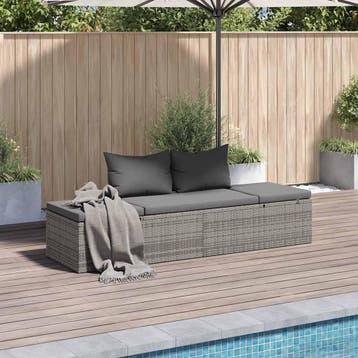vidaXL Tuinbed 195x60 cm poly rattan grijs, Verzenden, Nieuw