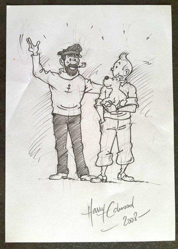 Harry Edwood - 1 Original drawing - Hommage à Hergé - 2008, Nieuw