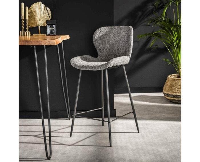 Barstoel Justin - Bouclé grijs | Meubelplaats, Huis en Inrichting, Barkrukken, Nieuw, Ophalen of Verzenden