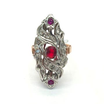 Zonder minimumprijs - Ring - 9 kt. Roségoud, Zilver Spinel -, Nieuw