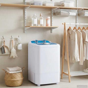 vidaXL Mini Wasmachine met Enkele Wasbak 4,6 kg Blauw en Wit, Verzenden, Nieuw
