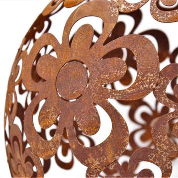 Bloemen Tuinbal Roest Metaal | Patina bal roestig, Huis en Inrichting, Woonaccessoires | Overige, Verzenden, Nieuw