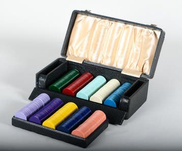 Exclusieve vintage poker / fiche set in luxe koffer., Nieuw