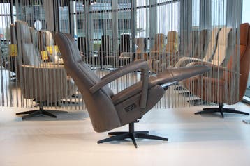 Gealux relaxfauteuil Twinz 205 Leer Antraciet 3 motoren+accu, Ophalen of Verzenden, Nieuw, Leer, Design, modern