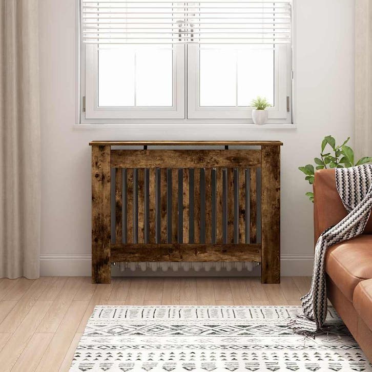 vidaXL Radiatorafdekking Gerookt eiken 112 x 19 x 81,5 cm, Doe-het-zelf en Verbouw, Verwarming en Radiatoren, Nieuw, Verzenden