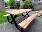 Douglas Picknicktafel / Picknick bank/ Stalen poten GOEDKOOP, Ophalen of Verzenden, Nieuw, Rechthoekig, Hout