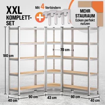 Stellingkast 15 Planken 3-delig max 875kg Hoekkast, Verzenden