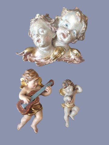 Snijwerk, Engel mit Gitarre + Engel mit Mandoline +