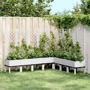 vidaXL Plantenbak met latwerk 200x160x142 cm polypropeen wit, Tuin en Terras, Verzenden, Nieuw, 100 cm of meer, 60 cm of meer