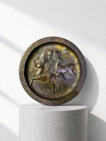 Decoratief ornament - Japan - Drie Paarden IJzeren Plaat