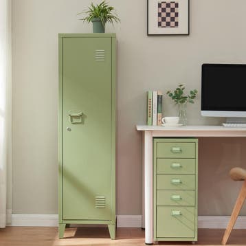 Lockerkast Kurikka metaal 137x38x38 cm olijfgroen [en.casa], Verzenden, Nieuw