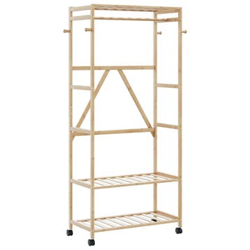 vidaXL Kledingrek met schappen en wielen 90x40x179,5 cm, Verzenden, Nieuw