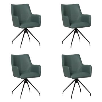 Set van 4 Leren draaibare eetkamerstoelen Wave - Toledo, Huis en Inrichting, Stoelen, Ophalen of Verzenden, Nieuw, Leer, Vijf, Zes of meer stoelen