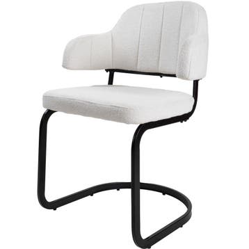 Eros Eetkamerstoel Ivory Bouclé | Met Armleuning, Huis en Inrichting, Overige kleuren, Verzenden, Nieuw, Stof