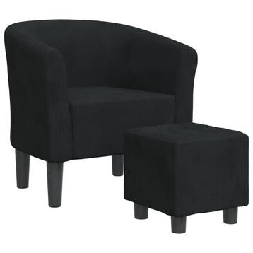 Kuipstoel met voetenbank - Zwart - Retourdeal 35% Korting, Minder dan 75 cm, Ophalen of Verzenden, Zo goed als nieuw, Modern
