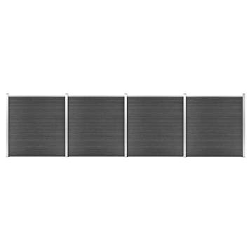 vidaXL Schuttingpanelenset 699x186 cm HKC zwart, Verzenden, Nieuw, Hout
