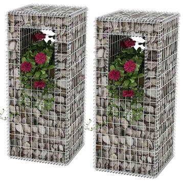 vidaXL Schanskorf palen/plantenbakken 2 st 50x50x120 cm, Verzenden, Nieuw