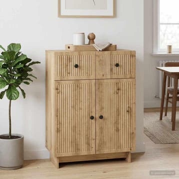 vidaXL Dressoir Artisanaal eiken 66 x 34,5 x 90 cm Bewerkt, Huis en Inrichting, Kasten | Dressoirs, Verzenden, Nieuw, Overige houtsoorten