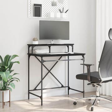vidaXL Bureau Zwart Eiken 80 x 50 x 90 cm Bewerkt hout, Verzenden, Nieuw