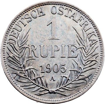 Duits Oost-Afrika. Wilhelm II. 1 Rupie 1905 (Zonder, Postzegels en Munten