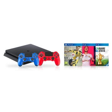 Sony Playstation 4 Slim 500GB Console + 2 Controllers + Spor, Verzenden, Zo goed als nieuw