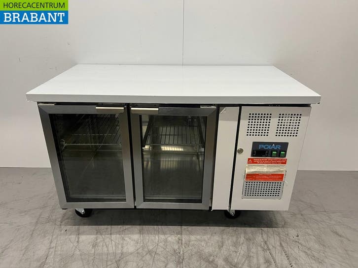 RVS Polar Koelwerkbank 2 glasdeuren / glazen deuren 136 cm, Zakelijke goederen, Horeca | Keukenapparatuur, Nieuw zonder verpakking