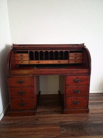 Schrijftafel - Esdoorn - Cilinderbureau 19e eeuw